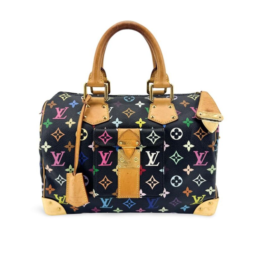 Louis Vuitton Speedy Monogram Multicolor Black Canvas Handbag